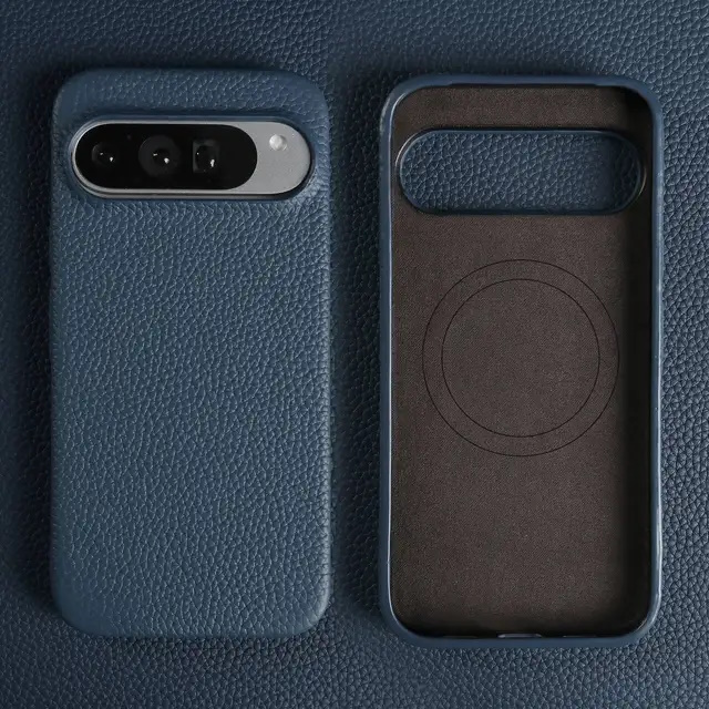 Кожаный чехол для Google Pixel 10 Pro XL синий