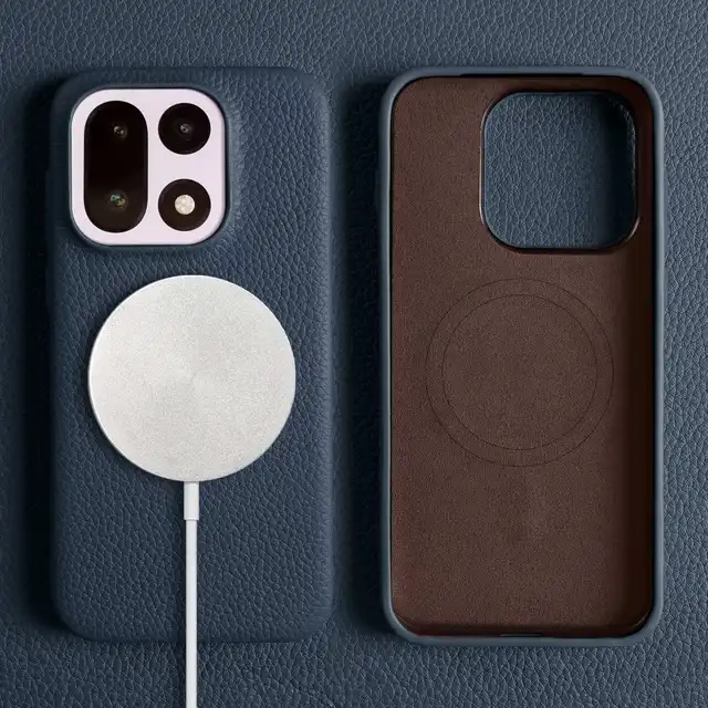 Кожаный чехол для OnePlus 15 синий