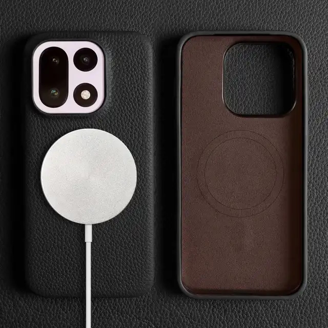 Кожаный чехол для OnePlus 15 чёрный