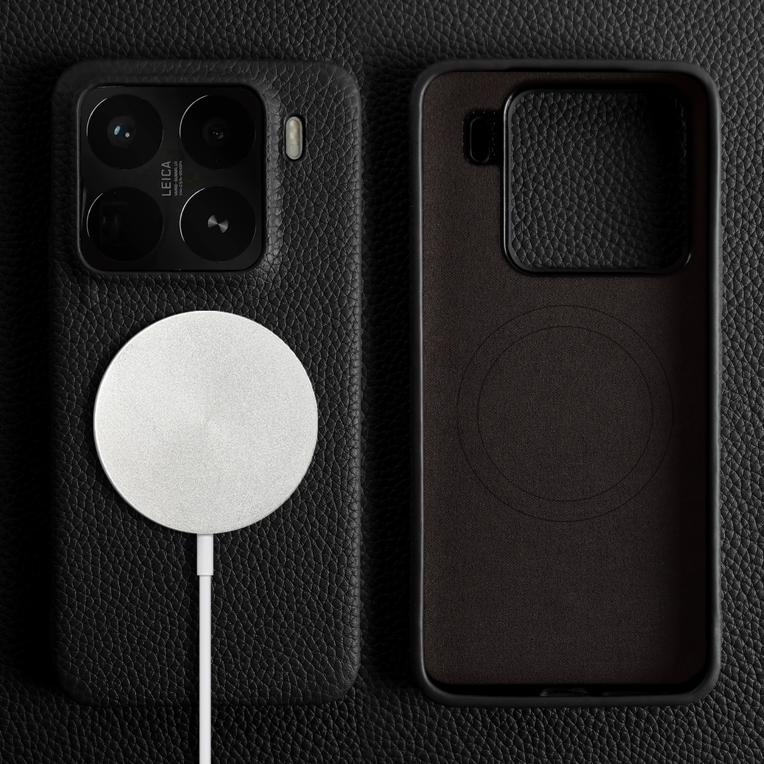 Кожаный чехол для Xiaomi 15 Pro чёрный