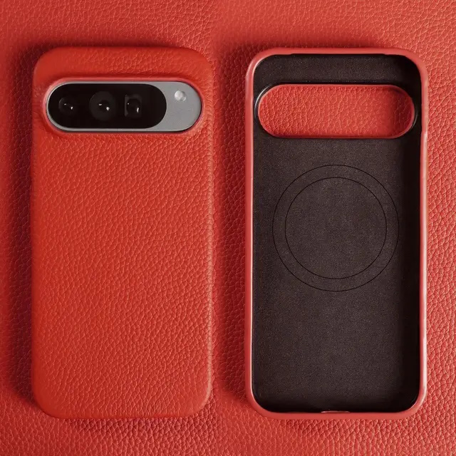 Кожаный чехол для Google Pixel 10 Pro XL красный